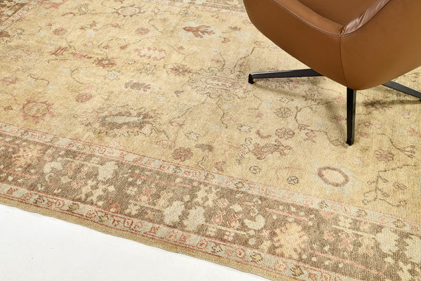 Turkish Oushak Revival - hand-knotted in Turkey - overhead flat lay view [#1]