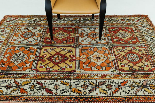 Vintage Turkish Anatolian Rug - hand-knotted in Turkey - overhead flat lay view [#79]