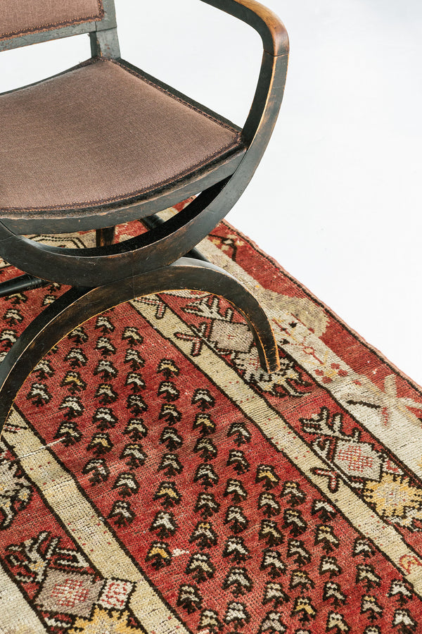 Vintage Turkish Anatolian Rug - hand-knotted in Turkey - detailed border and fringe [#111]