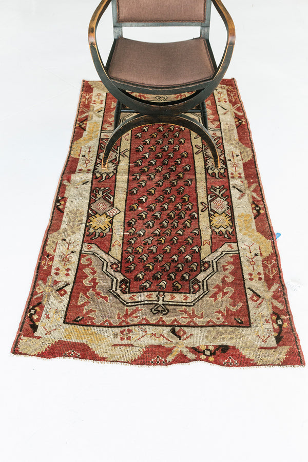 Vintage Turkish Anatolian Rug - hand-knotted in Turkey - close-up of weave texture and pile [#111]