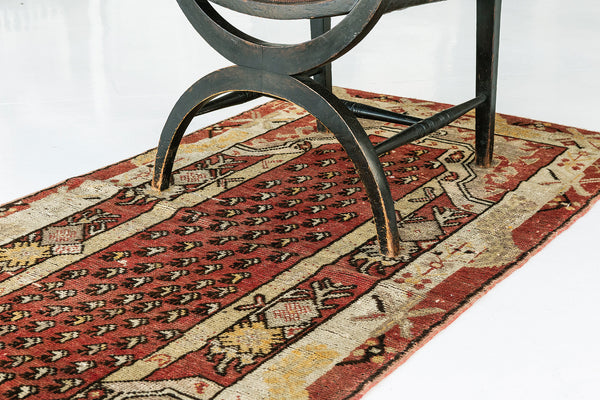 Vintage Turkish Anatolian Rug - hand-knotted in Turkey - overhead flat lay view [#111]