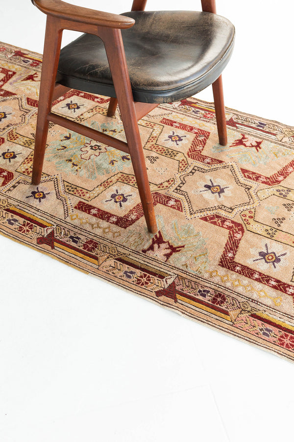Antique Turkish Anatolian Runner - hand-knotted in Turkey - reverse side showing construction [#2]