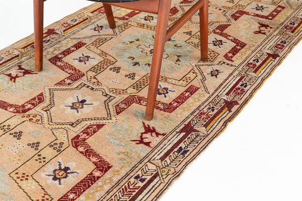 Antique Turkish Anatolian Runner - hand-knotted in Turkey - overhead flat lay view [#2]