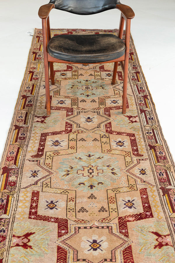 Antique Turkish Anatolian Runner - hand-knotted in Turkey - detailed border and fringe [#2]
