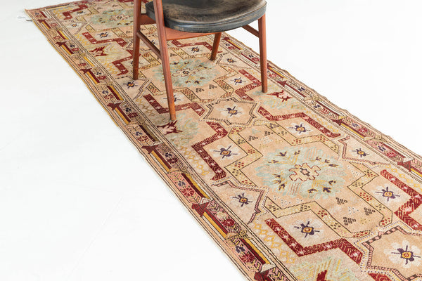 Antique Turkish Anatolian Runner - hand-knotted in Turkey - styled in room setting [#2]