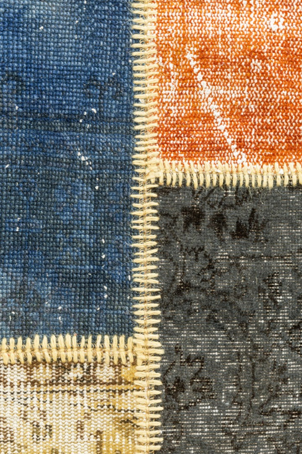 Vintage Turkish Patchwork - upcycled patchwork, hand-knotted in Turkey - overhead flat lay view [#2]