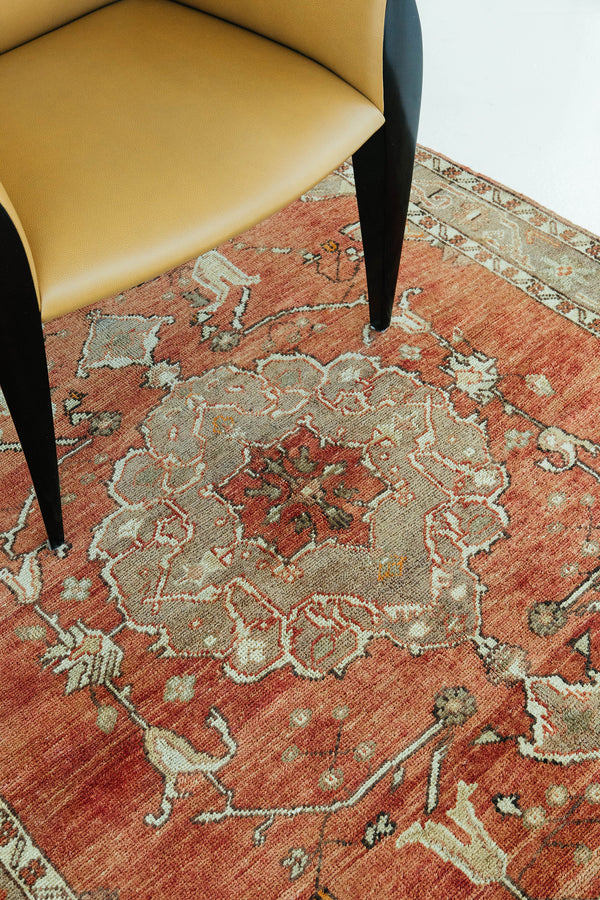 Vintage Turkish Anatolian Rug - hand-knotted in Turkey - overhead flat lay view [#71]