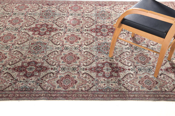 Antique Turkish Sivas Rug - hand-knotted in Turkey - overhead flat lay view [#1]