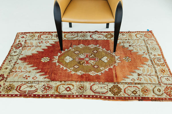 Vintage Turkish Anatolian Rug - hand-knotted in Turkey - detailed border and fringe [#89]