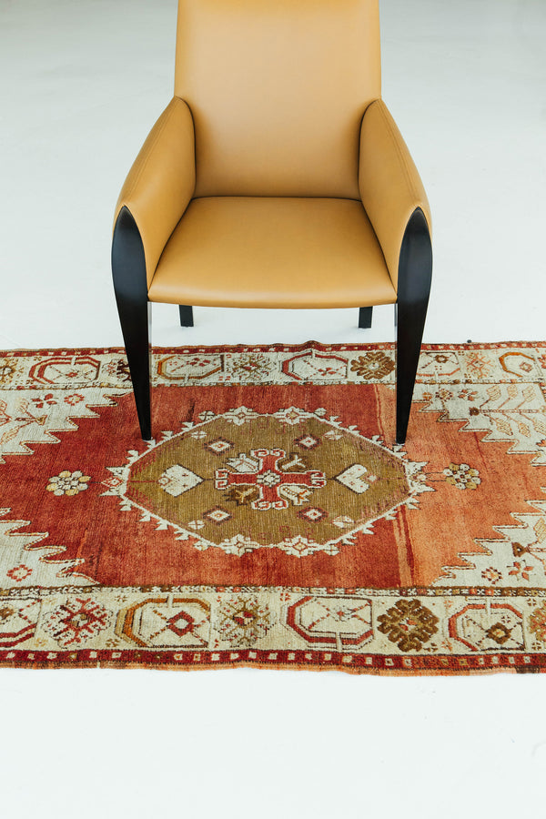 Vintage Turkish Anatolian Rug - hand-knotted in Turkey - styled in room setting [#89]