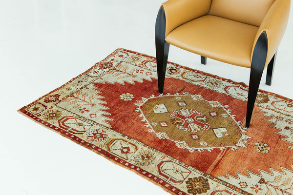 Vintage Turkish Anatolian Rug - hand-knotted in Turkey - full length showing color variation [#89]