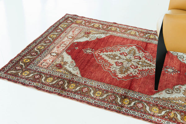 Vintage Turkish Anatolian Rug - hand-knotted in Turkey - styled in room setting [#17]