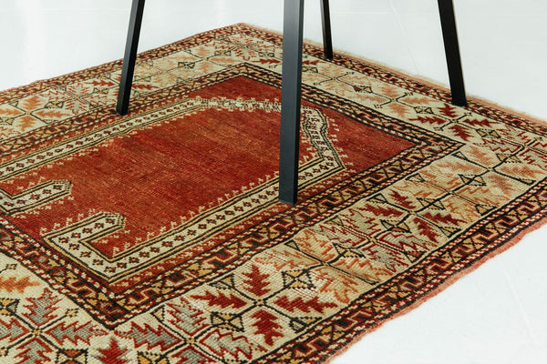 Vintage Turkish Anatolian Square Rug - hand-knotted in Turkey - styled in room setting
