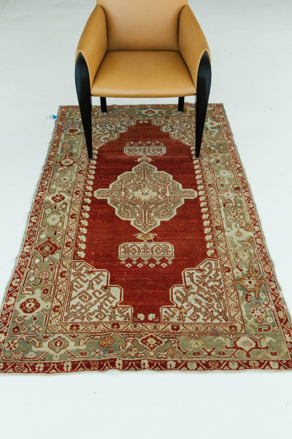 Vintage Turkish Anatolian Rug - hand-knotted in Turkey - styled in room setting [#61]