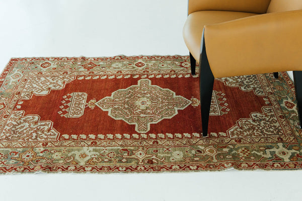 Vintage Turkish Anatolian Rug - hand-knotted in Turkey - overhead flat lay view [#61]