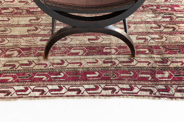 Antique Turkish Anatolian Runner - hand-knotted in Turkey - overhead flat lay view [#1]