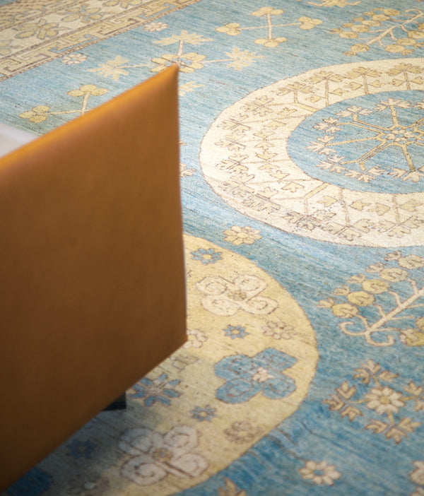 18th Century Khotan Design Revival Rug - 18th-century, East Turkestan Khotan - close-up of weave texture and pile [#2]