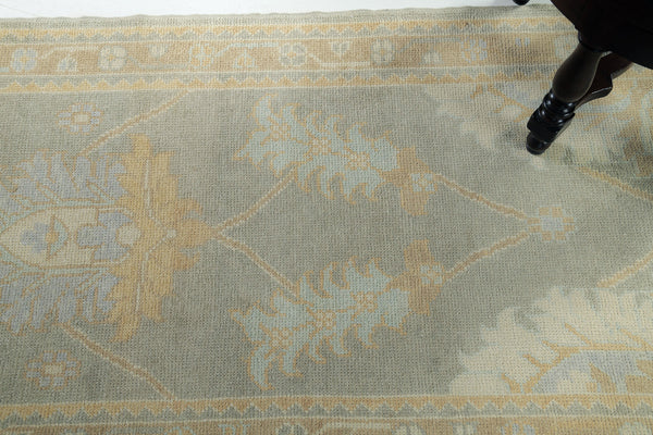 Turkish Oushak Revival Rug - hand-knotted in Turkey - overhead flat lay view [#33]