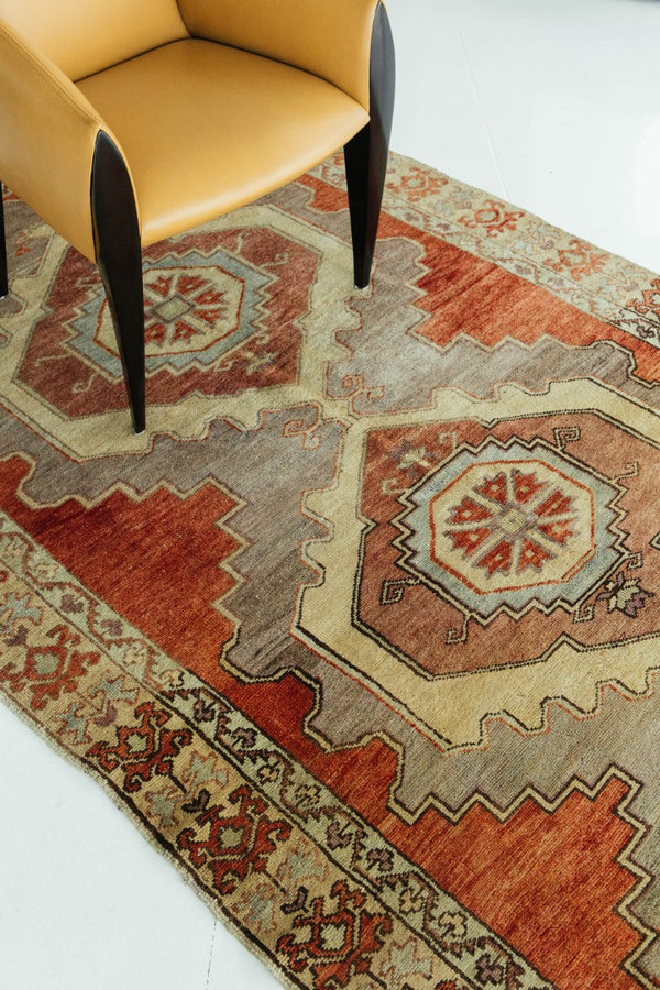 Vintage Turkish Anatolian Runner - hand-knotted in Turkey - styled in room setting [#8]