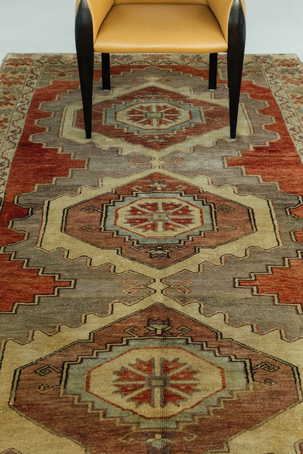 Vintage Turkish Anatolian Runner - hand-knotted in Turkey - overhead flat lay view [#8]