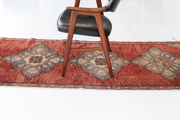 Vintage Turkish Anatolian Runner - hand-knotted in Turkey - overhead flat lay view [#9]