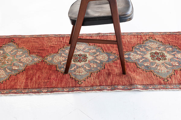 Vintage Turkish Anatolian Runner - hand-knotted in Turkey - styled in room setting [#9]