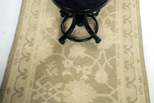 Turkish Oushak Revival Rug - hand-knotted in Turkey - close-up of weave texture and pile [#18]