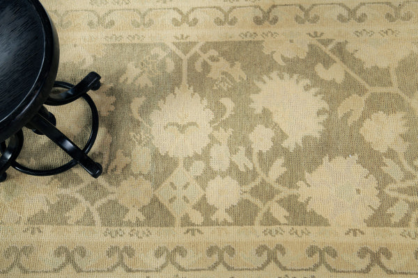Turkish Oushak Revival Rug - hand-knotted in Turkey - styled in room setting [#18]