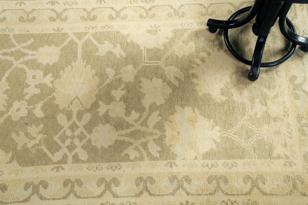 Turkish Oushak Revival Rug - hand-knotted in Turkey - overhead flat lay view [#18]