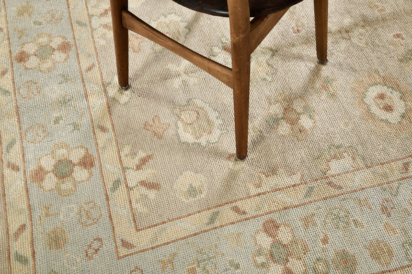 Turkish Oushak Revival Rug - hand-knotted in Turkey - overhead flat lay view [#16]