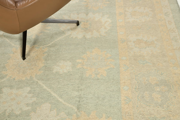 Turkish Oushak Revival Rug - hand-knotted in Turkey - styled in room setting [#15]