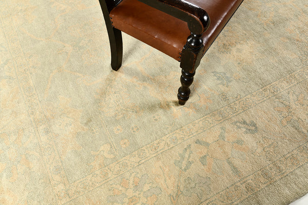 Turkish Oushak Revival Rug - hand-knotted in Turkey - full length showing color variation [#29]