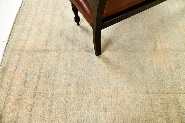Turkish Oushak Revival Rug - hand-knotted in Turkey - styled in room setting [#29]