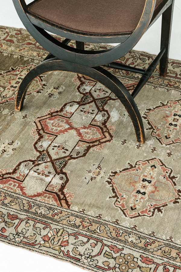 Vintage Turkish Anatolian Rug - hand-knotted in Turkey - full length showing color variation [#59]