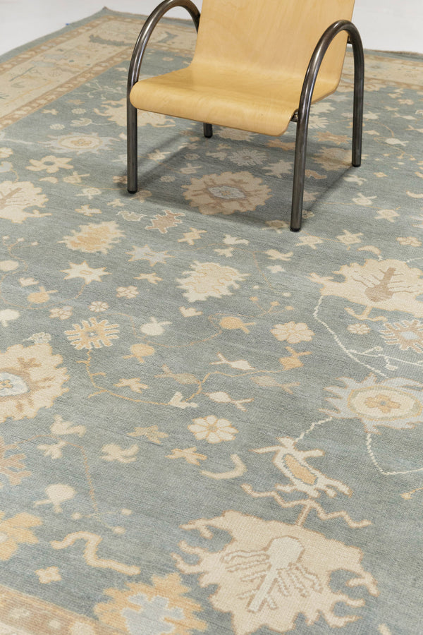 Turkish Oushak Revival Rug - hand-knotted in Turkey - styled in room setting [#24]