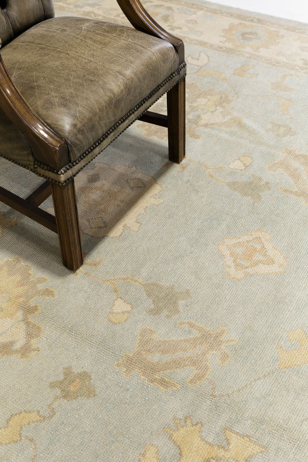 Turkish Oushak Revival Rug - hand-knotted in Turkey - styled in room setting [#23]