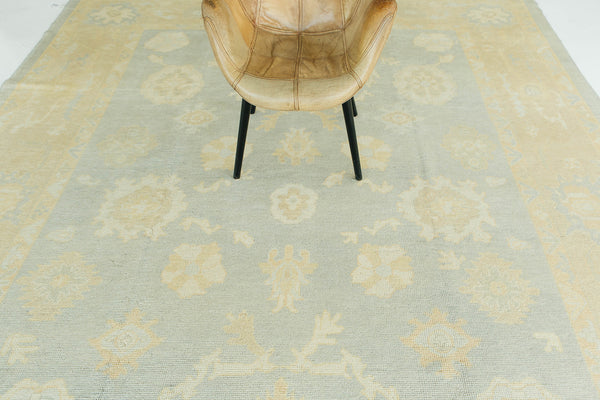 Turkish Oushak Revival Rug - hand-knotted in Turkey - styled in room setting [#26]
