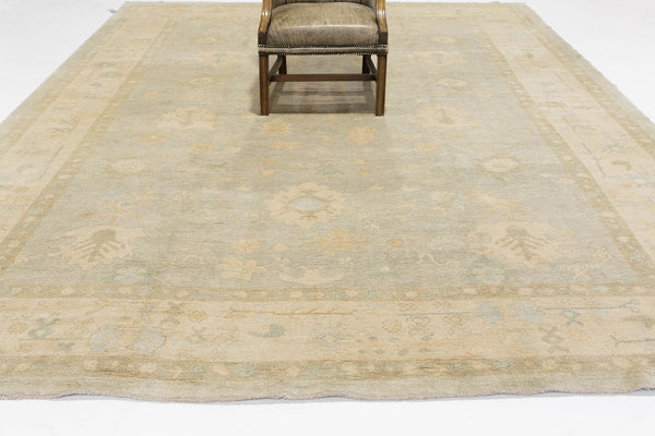 Turkish Oushak Revival Rug - hand-knotted in Turkey - detailed border and fringe [#22]