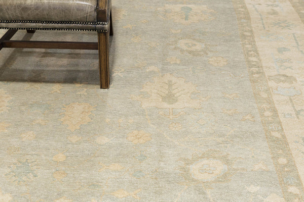 Turkish Oushak Revival Rug - hand-knotted in Turkey - styled in room setting [#22]
