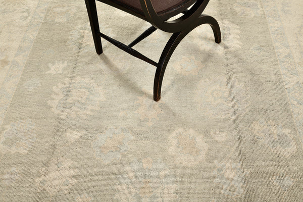 Turkish Oushak Revival Rug - hand-knotted in Turkey - overhead flat lay view [#21]