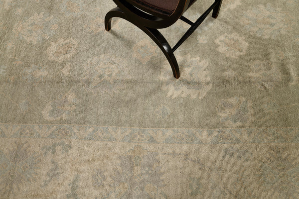 Turkish Oushak Revival Rug - hand-knotted in Turkey - styled in room setting [#21]