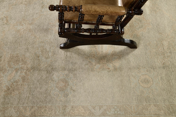 Turkish Oushak Revival Rug - hand-knotted in Turkey - overhead flat lay view [#9]