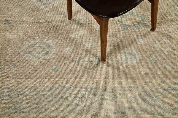 Turkish Oushak Revival Rug - hand-knotted in Turkey - overhead flat lay view [#10]