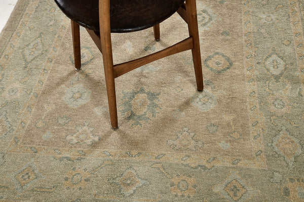Turkish Oushak Revival Rug - hand-knotted in Turkey - styled in room setting [#10]