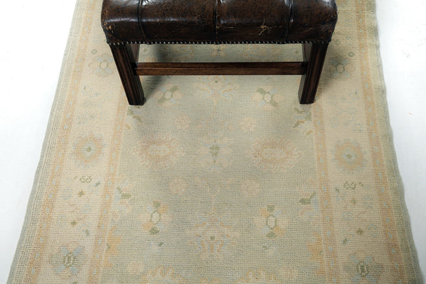 Turkish Oushak Revival Rug - hand-knotted in Turkey - overhead flat lay view [#13]