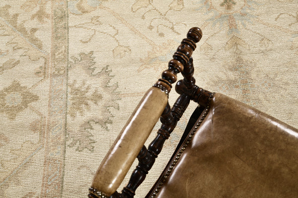 Turkish Oushak Revival Rug - hand-knotted in Turkey - overhead flat lay view [#12]