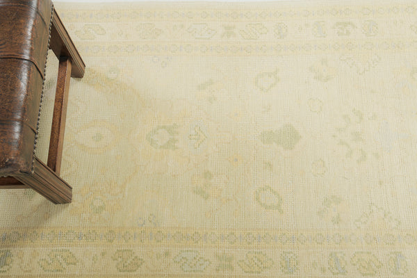 Turkish Oushak Revival Runner - hand-knotted in Turkey - overhead flat lay view [#2]
