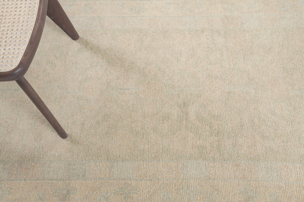 Turkish Oushak Revival Rug - hand-knotted in Turkey - overhead flat lay view [#11]
