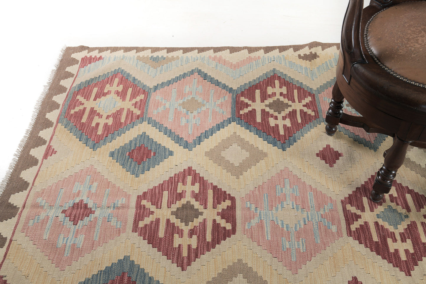 Vintage Style Tribal Natural Dye Flat Weave Kilim