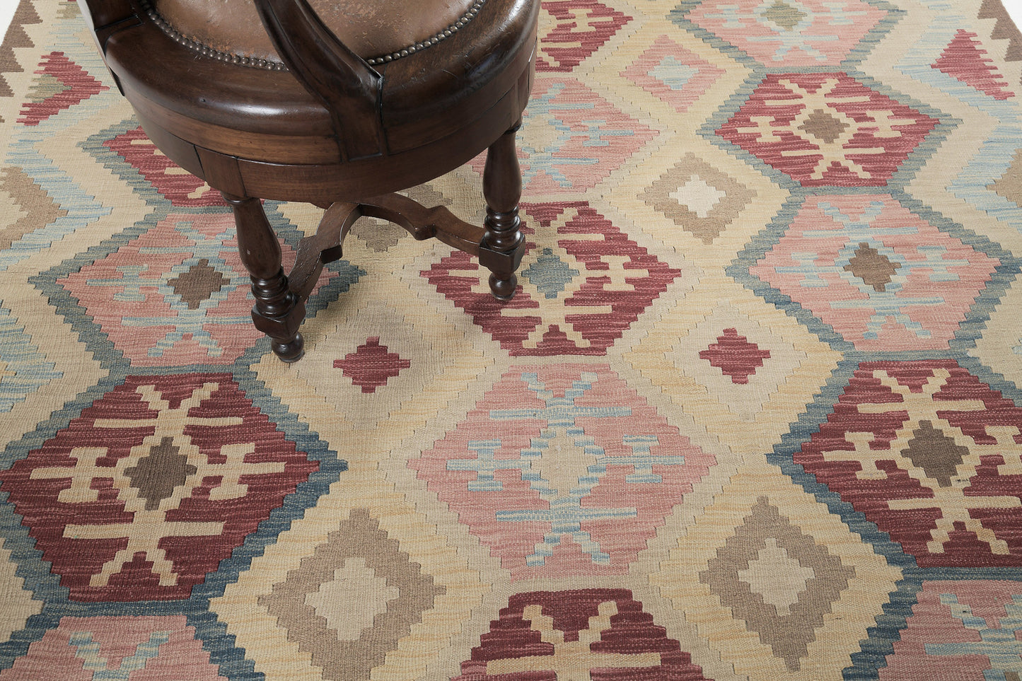 Vintage Style Tribal Natural Dye Flat Weave Kilim